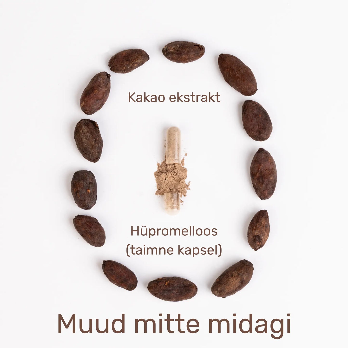Onepure kakao flavanoolid – puhas koostis, ainult kakaoekstrakt ja taimne kapsel