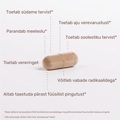 Onepure kakao flavanoolide kapsel – toetab vereringet, südame ja aju tervist, teaduslikult tõestatud annus