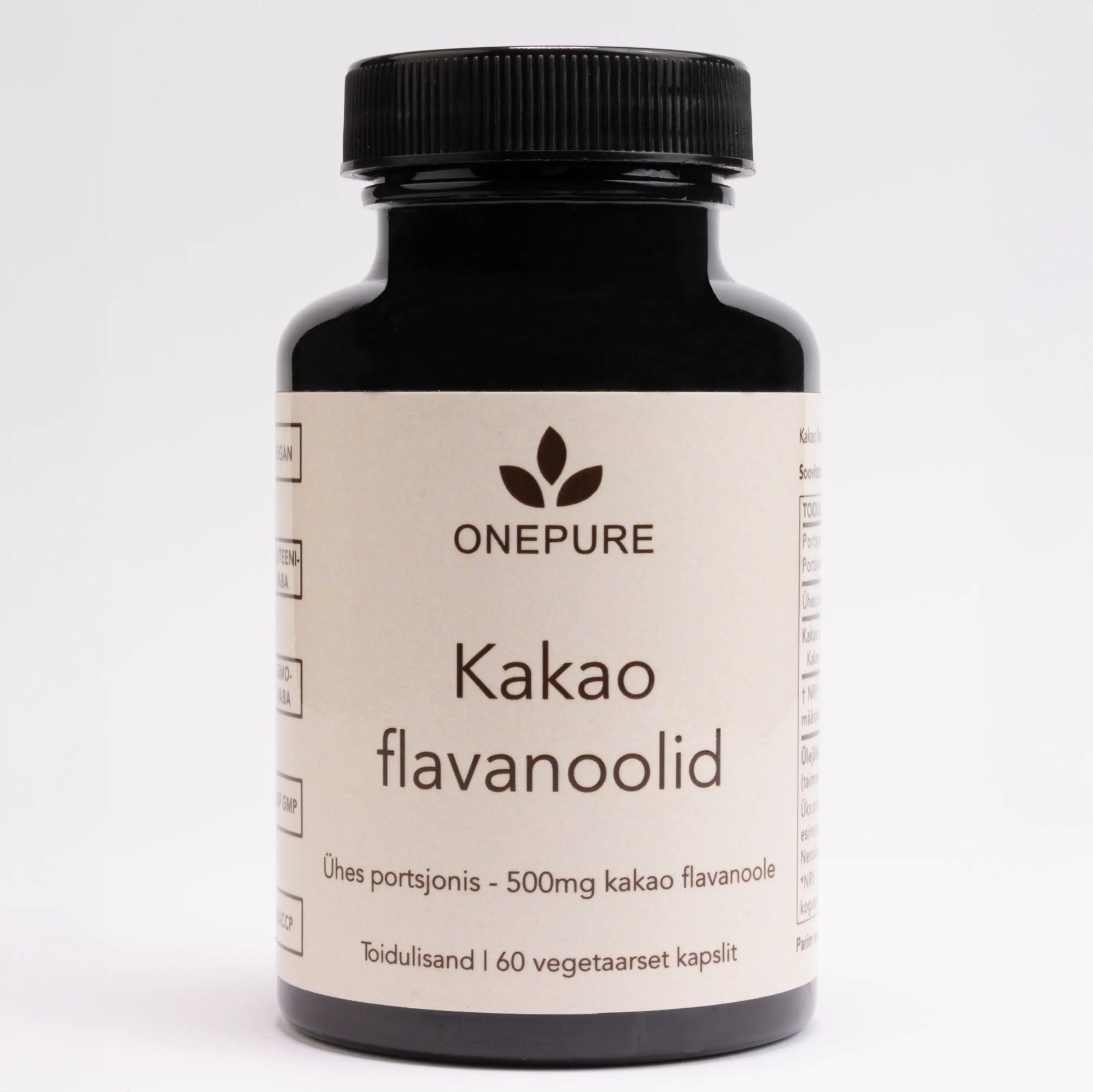 Onepure kakao flavanoolid – toidulisand 500 mg flavanoolidega, 60 kapslit