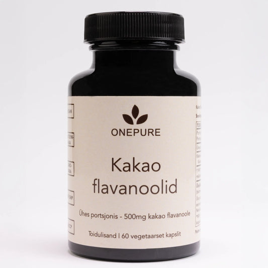 Onepure kakao flavanoolid – toidulisand 500 mg flavanoolidega, 60 kapslit